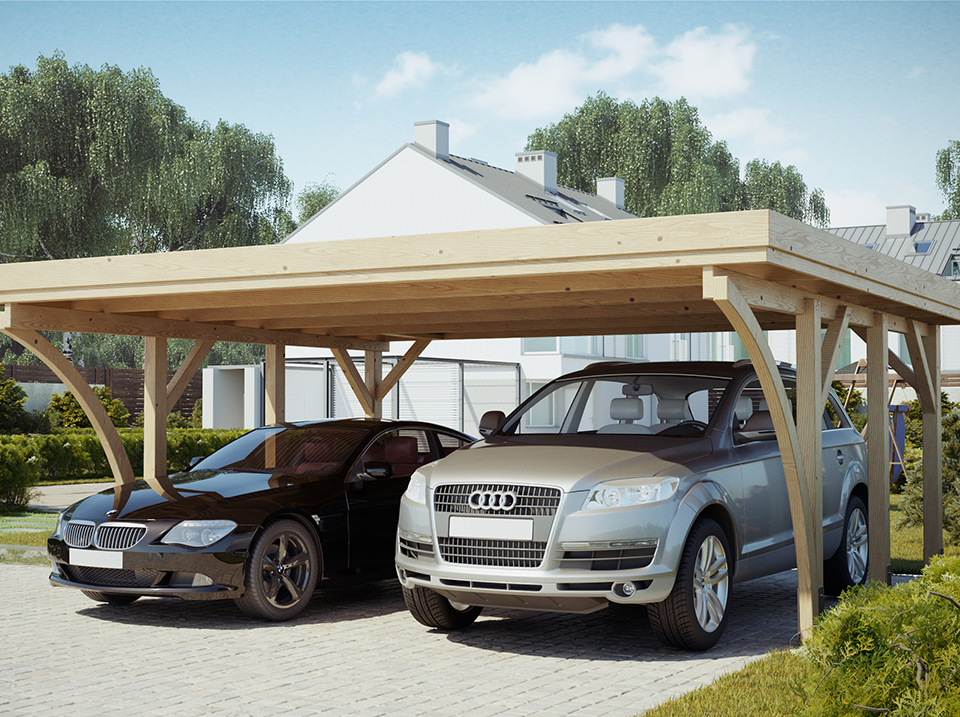 Carport bois 2 voitures